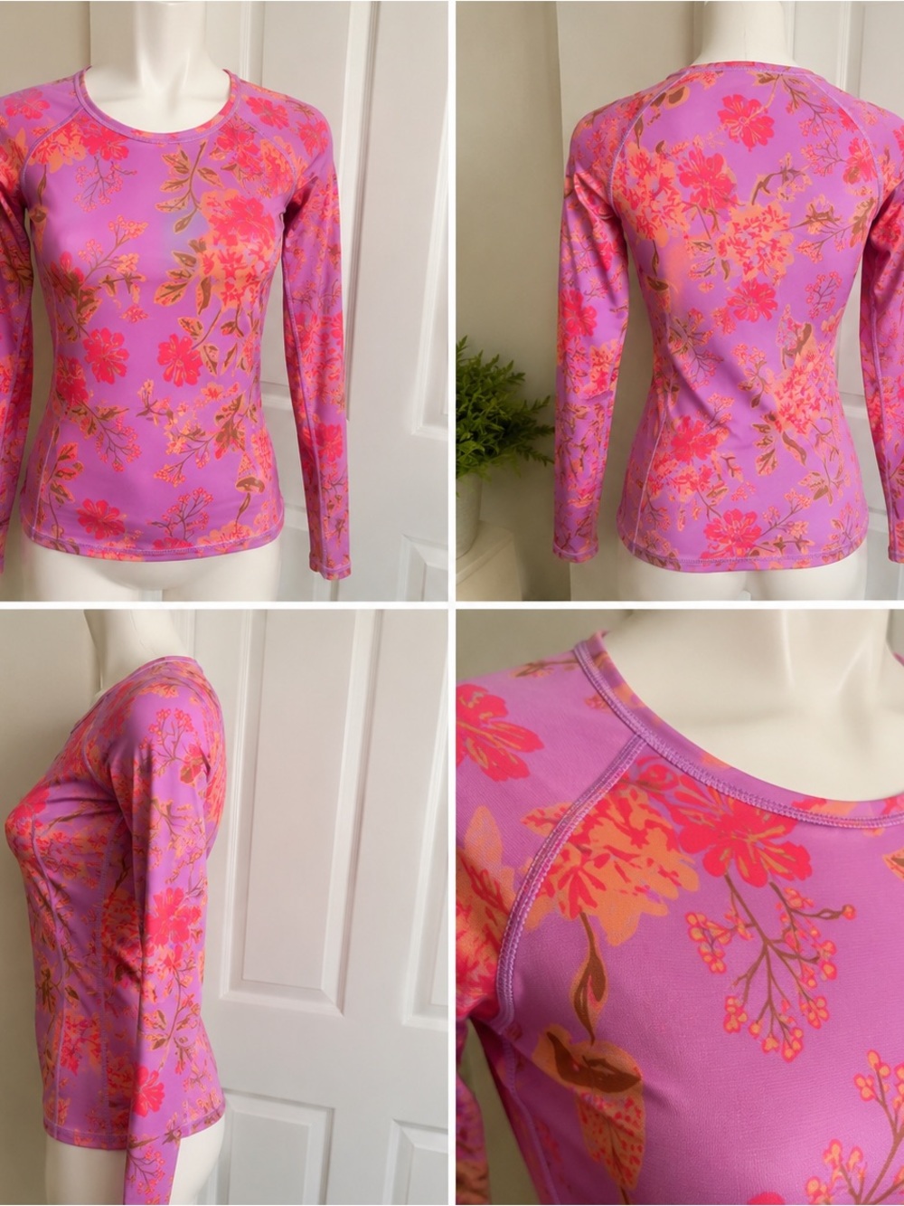 Pink Floral Long-Sleeve Women's Top